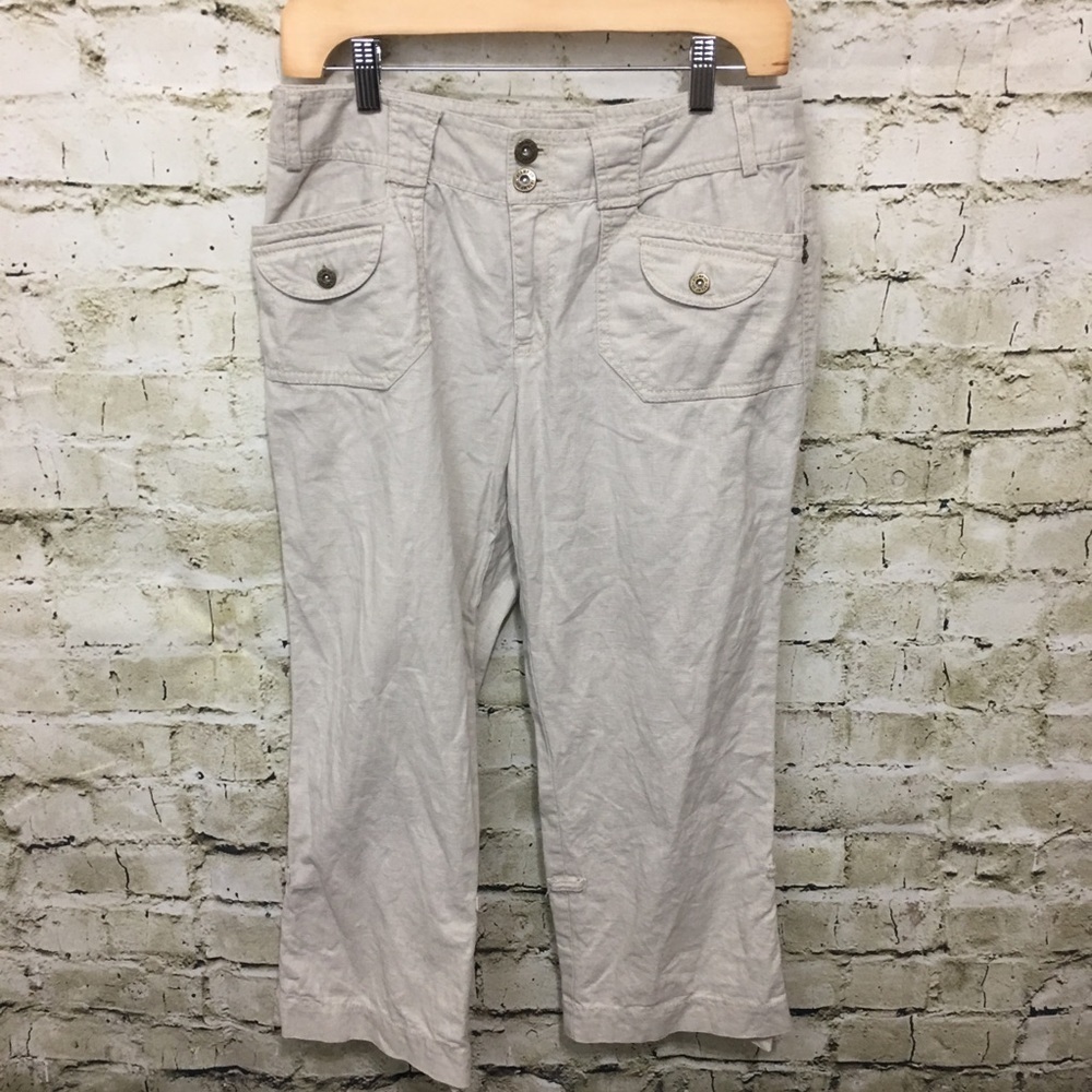 Stamp 10 Beige Linen Blend Capris
